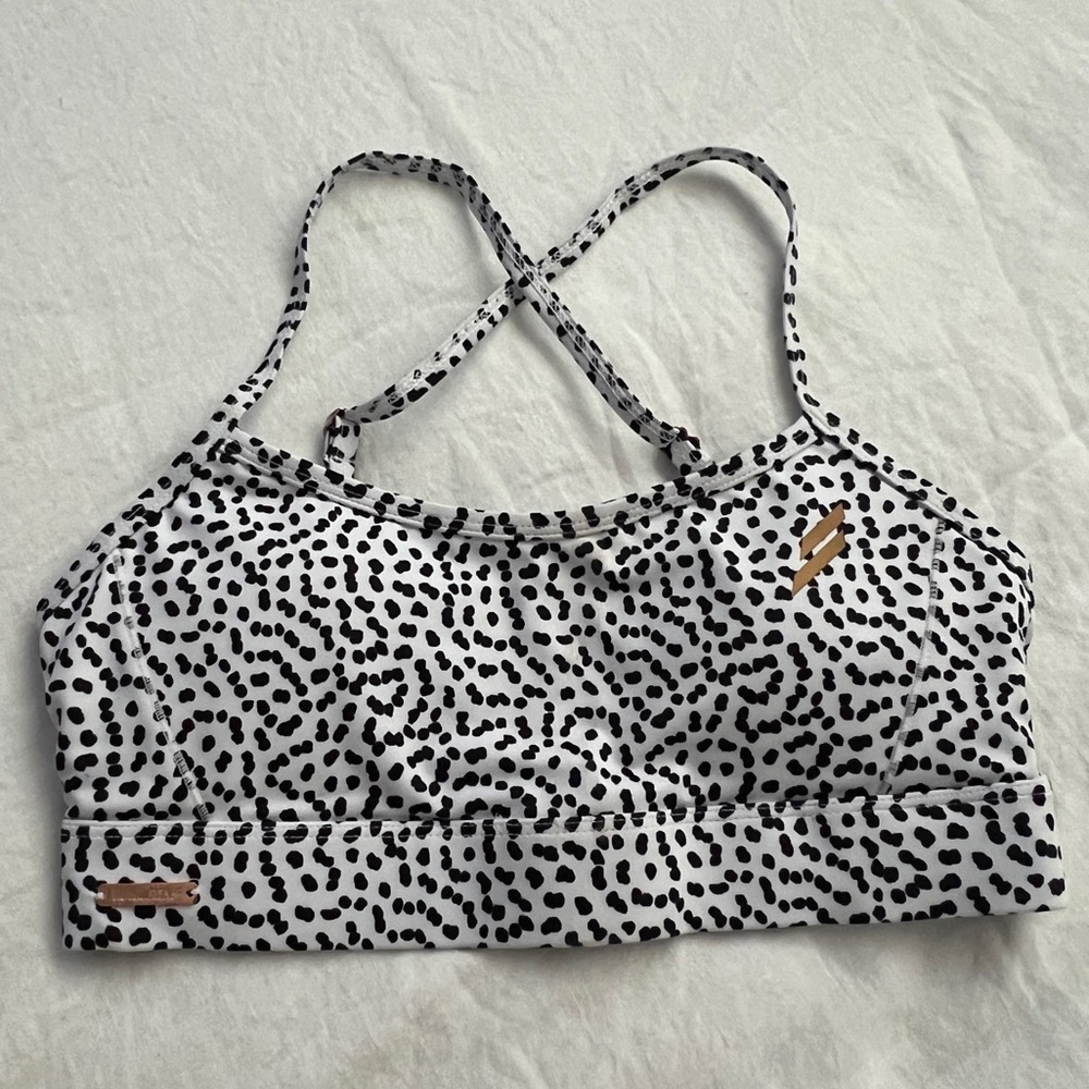 DoYouEven Polka Dot Sports Bra - White and Black